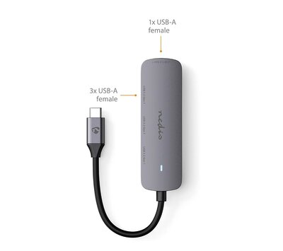 Nedis USB-C hub 4x poort (4x USB-A) USB3.2 CCGB64220GY01