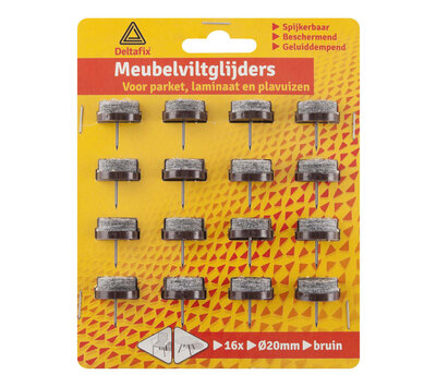 Deltafix meubel viltglijders spijker 20mm bruin 4625