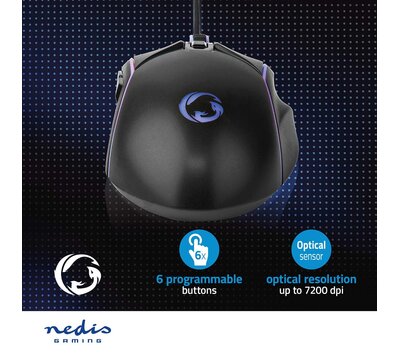 Nedis gaming muis bedraad GMWD510BK