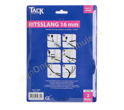 Tack universele ritsslang voor kabels 16mm 2m zilver