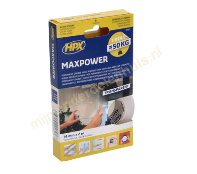 HPX Max Power tape transparant 2 meter HT1902