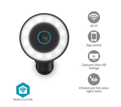 Nedis SmartLife 4K camera voor buitenshuis WIFICO41CBK