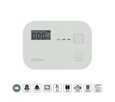 Alecto koolmonoxidemelder met display COA3910 10jaar
