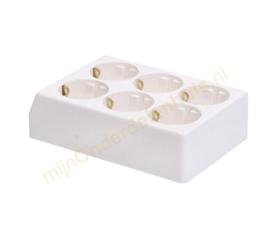 Tafelcontactdoos 6-voudig + RA wit