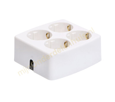 Tafelcontactdoos 4-voudig + RA vierkant wit 61295