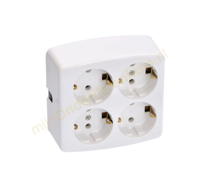 Tafelcontactdoos 4-voudig + RA vierkant wit 61295