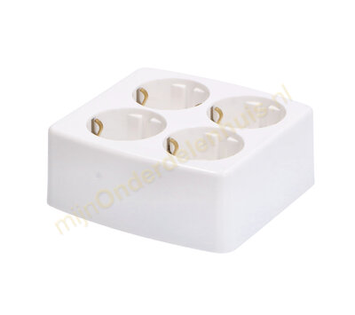 Tafelcontactdoos 4-voudig + RA vierkant wit 61295