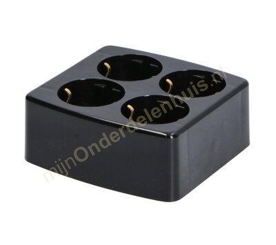 Tafelcontactdoos 4-voudig + RA vierkant zwart