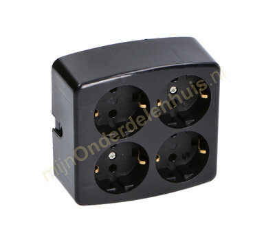 Tafelcontactdoos 4-voudig + RA vierkant zwart