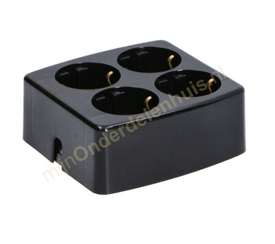 Tafelcontactdoos 4-voudig + RA vierkant zwart