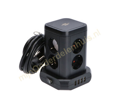 Brennenstuhl staande tafelcontactdoos 8-voudig met schakelaar  en 4x USB 1153560000