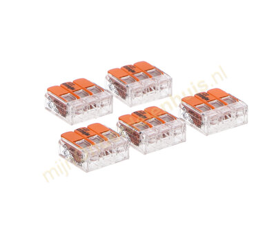 Wago lasklem 3 voudig klik 4mm 5st. WAGO 221