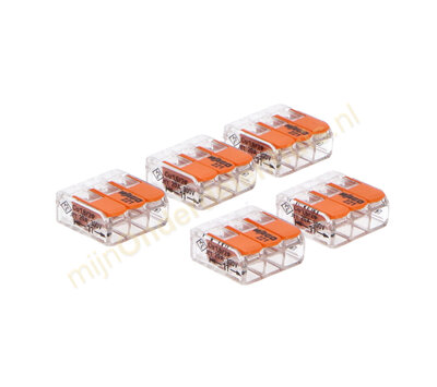 Wago lasklem 3 voudig klik 4mm 5st. WAGO 221