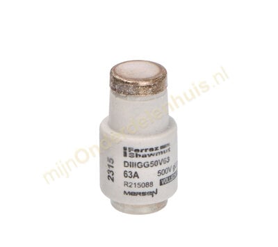 Universele DIII zekering 63A 500V traag - 1 doosje