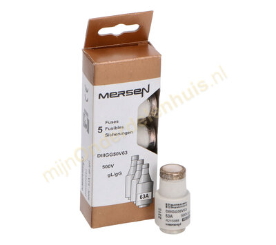 Universele DIII zekering 63A 500V traag - 1 doosje