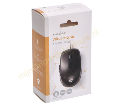 Nedis bedrade muis 3600dpi met 6 knoppen MSWD110BK