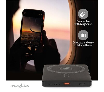 Nedis wireless powerbank 5000 mAh USB PBKWL20W025BK