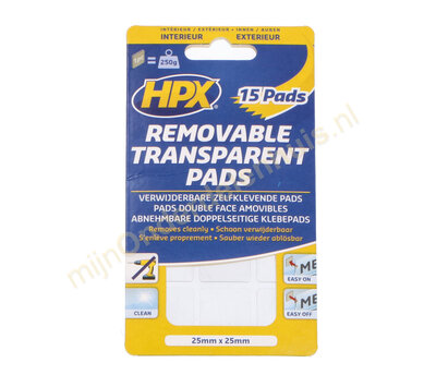 HPX Removable Transparant Pads HT2525 25mm x 25mm