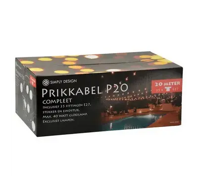 Prikkabel 20 meter zwart + fittingen 35 stuks 69261