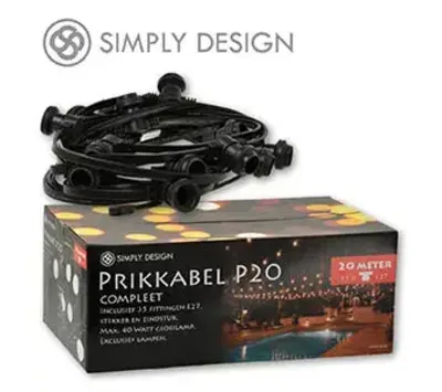 Prikkabel 20 meter zwart + fittingen 35 stuks 69261