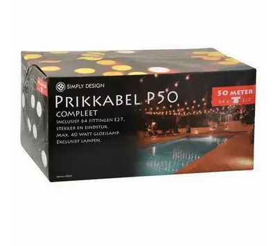 Prikkabel 50 meter zwart + fittingen 64 stuks 69263