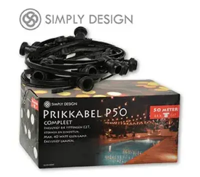 Prikkabel 50 meter zwart + fittingen 64 stuks 69263
