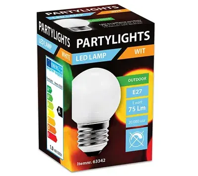 Led PartyLight wit 1watt E27 fitting 63342