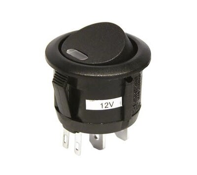 Inbouw schakelaar on/off 12V 20A zwart rond 0810681