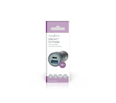 Nedis USB autolader USBA/ USBC CCH1C1A48WBK
