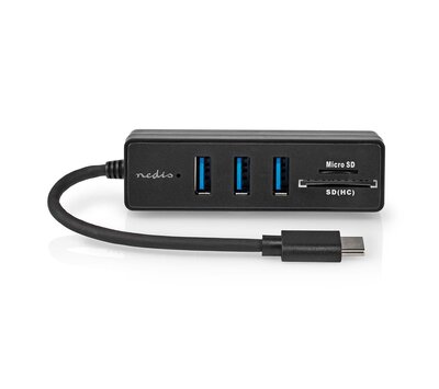 Nedis USB hub USB-A 3x  / USB-C 1x + kaartlezer 5 poort  CCGB64250BK01