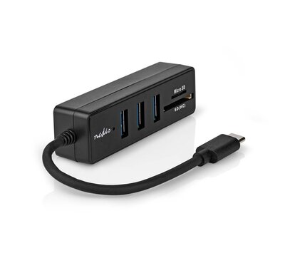 Nedis USB hub USB-A 3x  / USB-C 1x + kaartlezer 5 poort  CCGB64250BK01