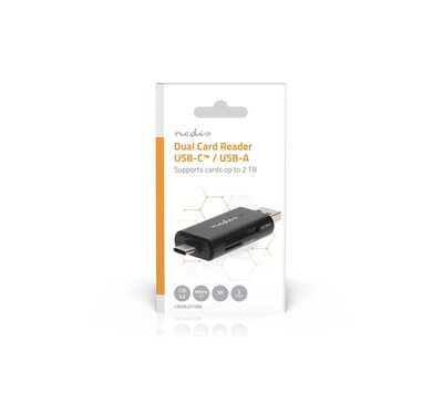Nedis dubbele kaartlezer USB-C/ USB-A CRDRU3110BK