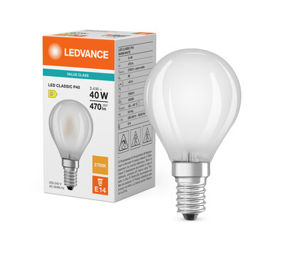 Ledvance LED kogellamp Classic 3,4/40W/2700k E14 mat