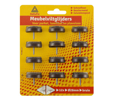 Deltafix meubel viltglijders schroef 28mm  bruin 4645