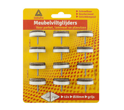 Deltafix meubel viltglijders schroef 28mm grijs 4648