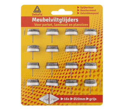 Deltafix meubel viltglijders spijker 20mm grijs 4640