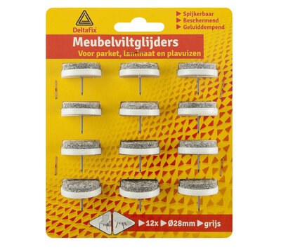 Deltafix meubel viltglijders spijker 28mm grijs 4642
