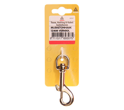 Deltafix musketonhaak 12mm vernikkeld 69307