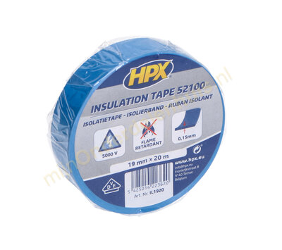 HPX pvc isolatietape 19mm x 20m blauw IL1920