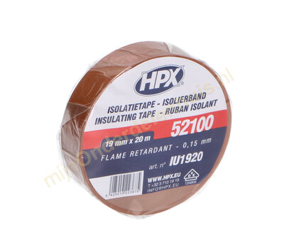 HPX pvc isolatietape 19mm x 20m bruin IU1920