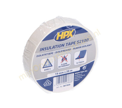 HPX PVC isolatietape 19mm x 20m wit IW1920
