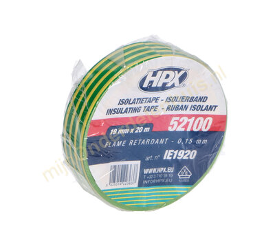 HPX pvc isolatietape 19mm x 20m geel / groen IE1920