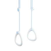 Witte houten turnringen lichtblauw touw