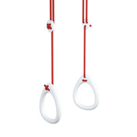 Witte houten turnringen rood touw