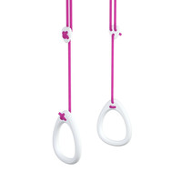 Witte houten turnringen fuchsia touw