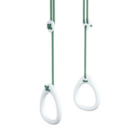 Witte houten turnringen groen touw