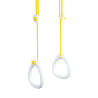 Witte houten turnringen geel touw