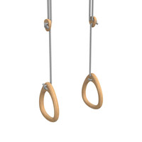 Houten turnringen grijs touw