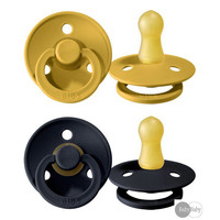 Fopspeen duoverpakking mosterd/ dark denim (0-6mnd)