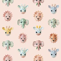 Wilde dieren behang roze
